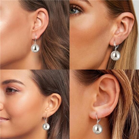 ✨ Sterling Silver Dangle Bead Earrings | Double Ball Drop | Hypoallergenic ✨ - Picture 2 of 2